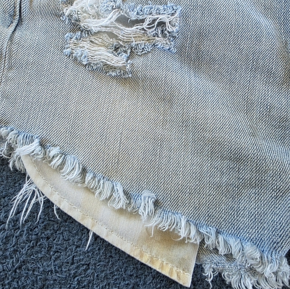 American Eagle Outfitters Blue Jean Shorts Distressed High-Waisted Size 2 - Picture 8 of 8